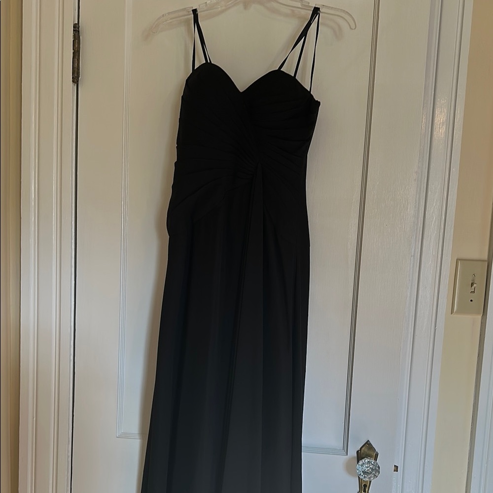 Faviana Black Spaghetti Strap Sweetheart Gown